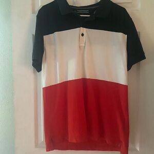 Tommy Hilfiger Black and White Polo Shirt Color Block Design